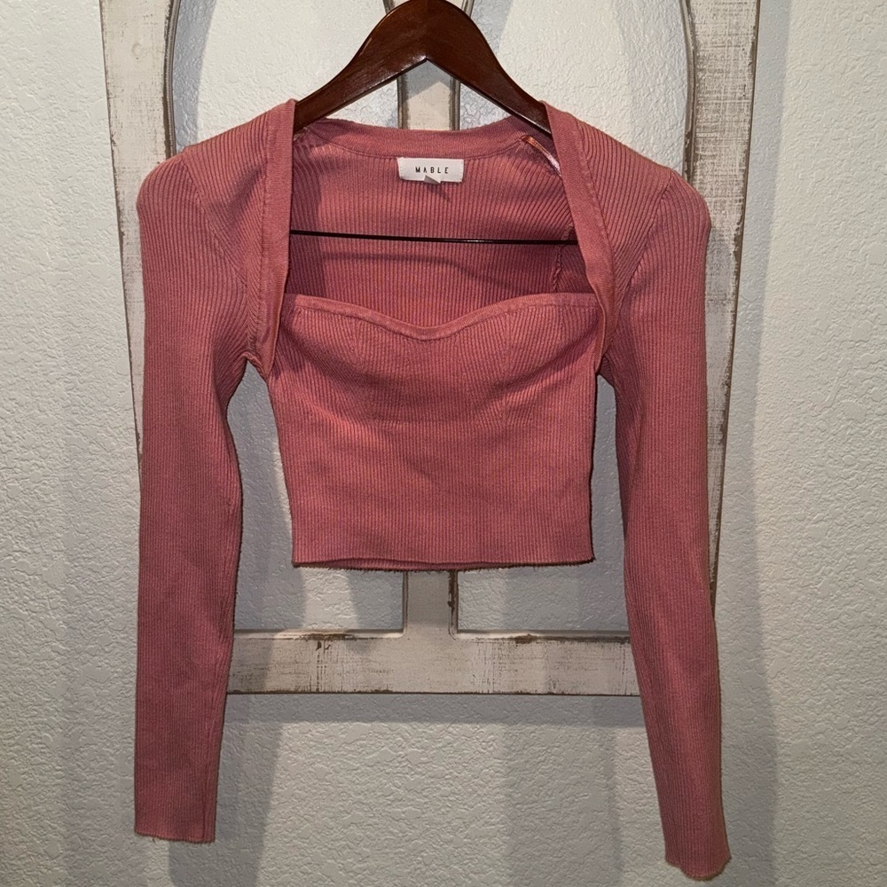 Mable Pink Ribbed Bustier Sweater Top Size Large Gently Used